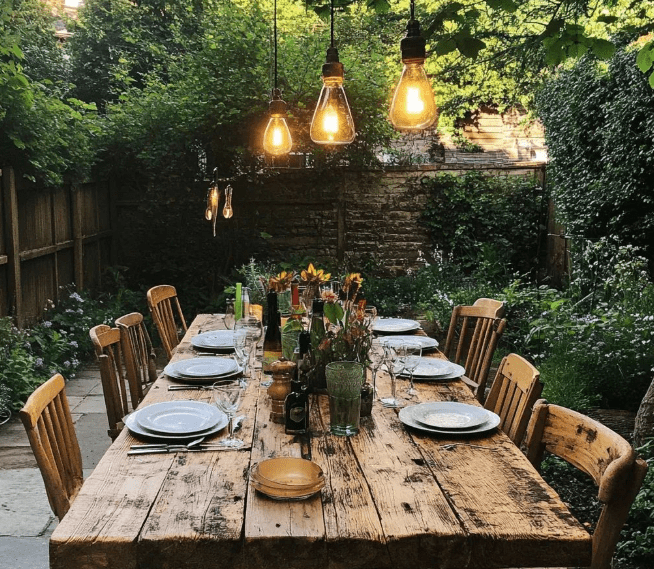 Réussir son dîner en extérieur - mobilier en bois